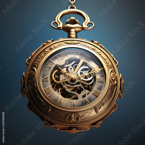 3d rendering of an old classic ancient vintage pocket watch
