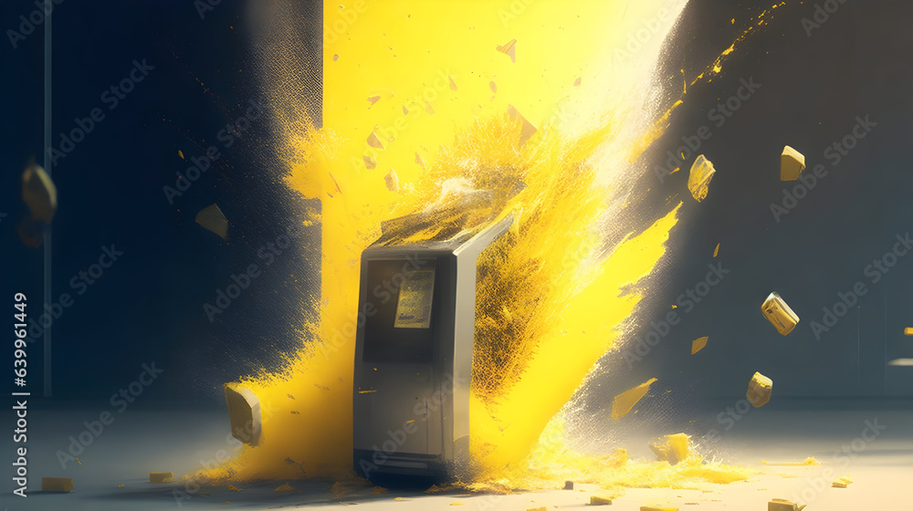 A simple vending machine explodes, sending cans and coins flying in ...