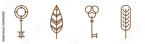 Key Line Icon and Symbol Isolated on White Background Vector Set
