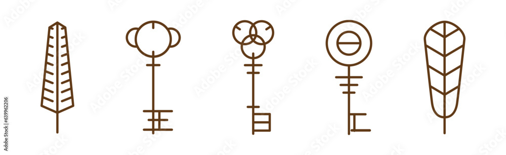 Obraz premium Key Line Icon and Symbol Isolated on White Background Vector Set