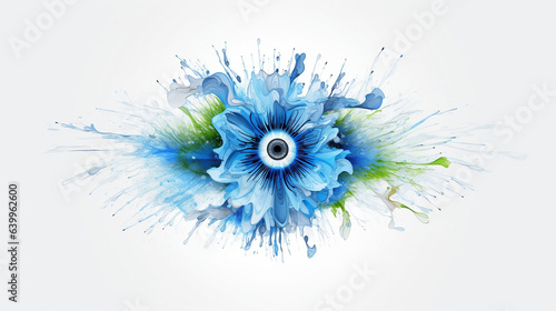 Kaleidoscope of Reality, A Vivid Fusion of Water-Splatter Florals and Graphic, Photorealistic eye, Flower, Splash, White background - Generative AI photo