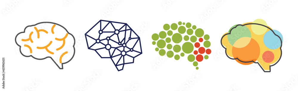 Brain Icon as Smart Idea and Solution Thinking Vector Set