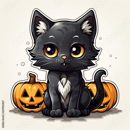 Cute spoopy halloween cat sticker