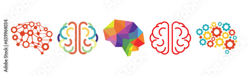 Brain Icon as Smart Idea and Solution Thinking Vector Set