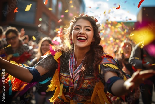 A happy beautifull. Latino Lady during a celebration. Embracing Cultural Diversity celebration