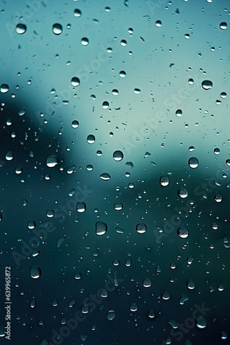 an aesthetic background rain drops on a glass window with the blurred view