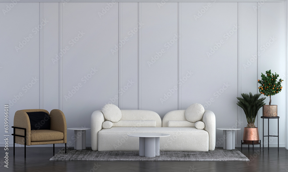 Living room and white wall texture background, Modern cozy interior ...