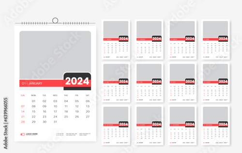 2024 calendar design template, 12 page 2024 creative wall calendar design template