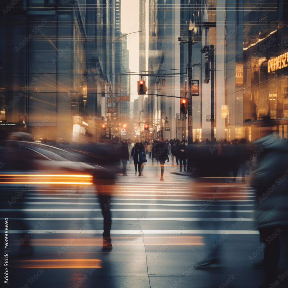 Blur effect of a lot of people crossing a cross walk in a city. Blur effect of a lot of people crossing a cross walk in a city.