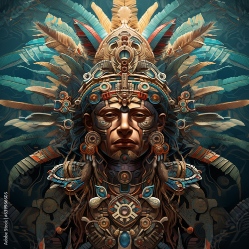 Illustration of an Aztec warrior.