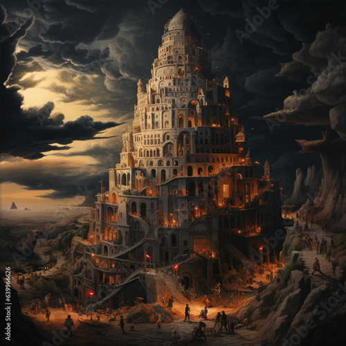 Obraz na plátně Illustration of the Babel Tower.