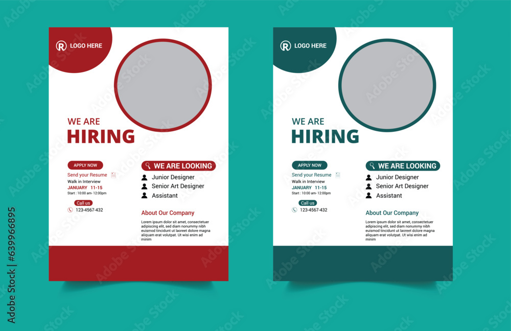 We are hiring flyer design bundle. Job Vacancy Flyer Template or We are hiring flyer template design. Job offer leaflet template. Job vacancy  poster template design. Corporate Business flyer Design.