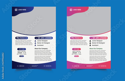 We are hiring flyer design bundle. Job Vacancy Flyer Template or We are hiring flyer template design. Job offer leaflet template. Job vacancy  poster template design. Corporate Business flyer Design.