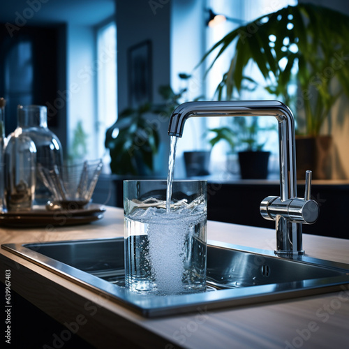 Tap water in a modern home.