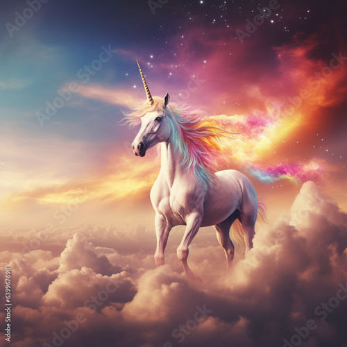 Unicorn in a pink sky.