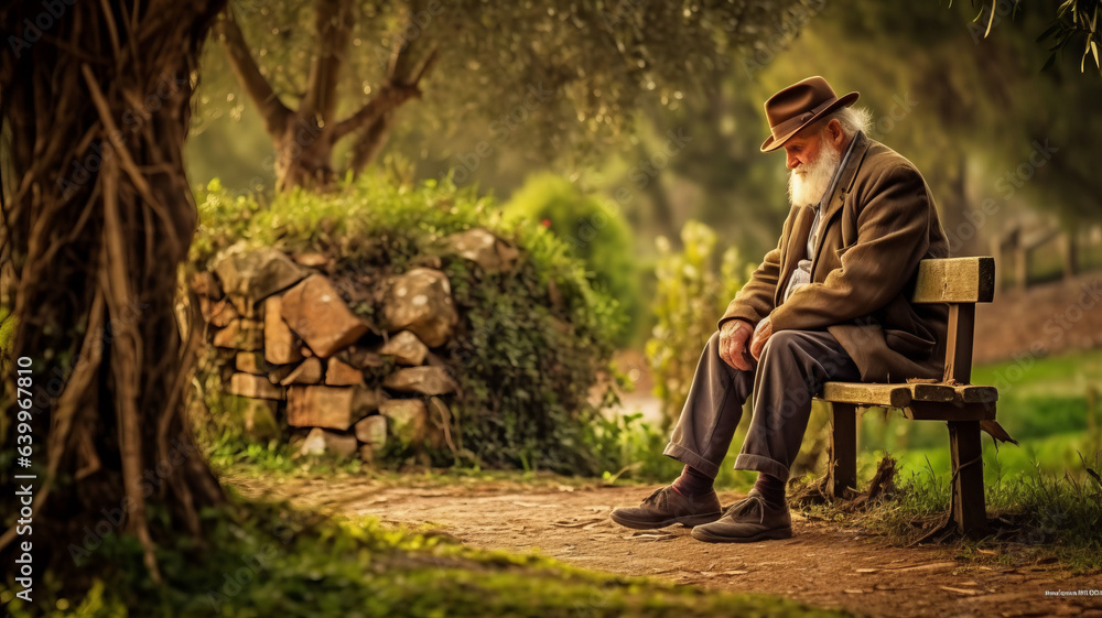 photo of Old man rest by the bench