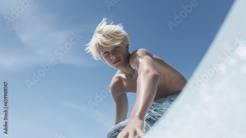 A blonde boy on the beach