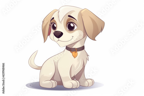 Cute smiling cartoon dog on white background
