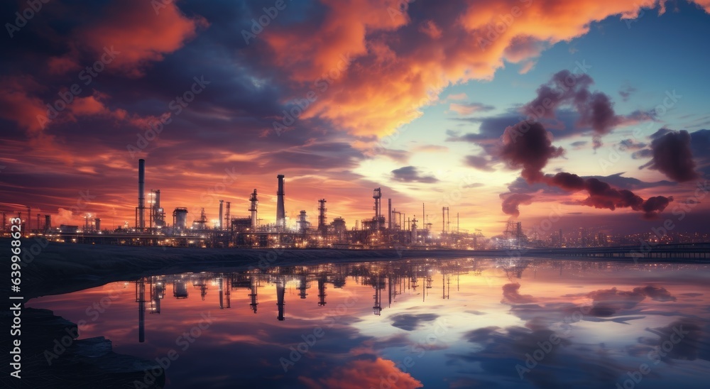 an old oil refinery in the evening Generative AI an old oil refinery in the evening Generative AI
