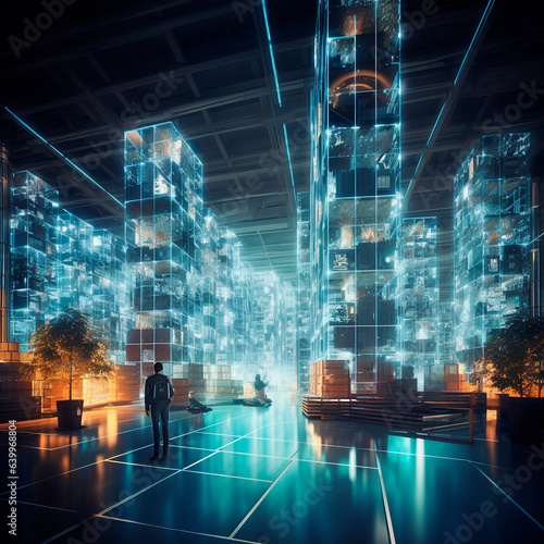 High-tech warehouse of the future. High quality illustration