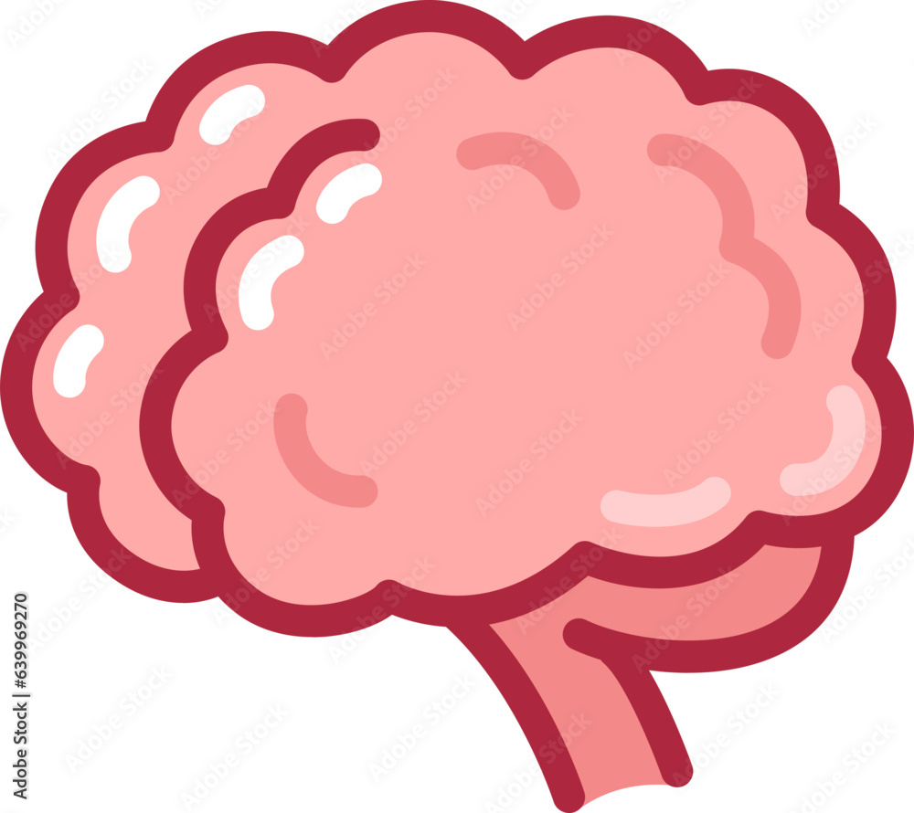 Human brain cartoon icon. Internal organ hand drawn doodle illustration.