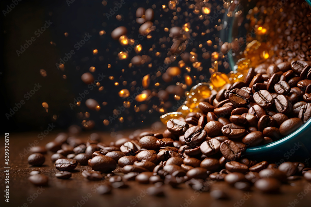 Coffee beans on a dark background. Coffee beans on a dark background.