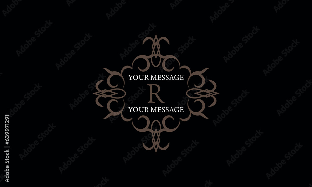 Fototapeta premium The letter R is made in the style of a modern vector line. Luxury elegant logo. Design examples for cafes, hotels, jewelry, fashion, restaurant
