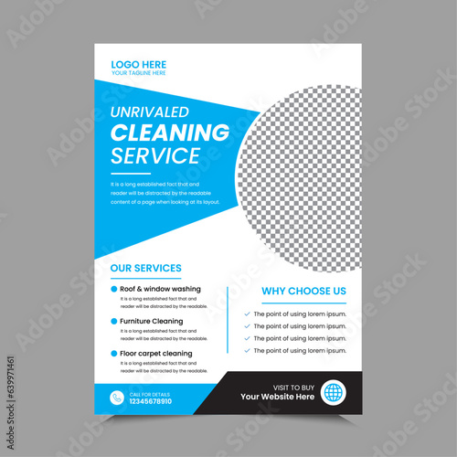 Cleaning Service A4 Flyer Template Design. House cleaning service poster flyer template, Poster brochure design, Flyer, leaflet design. Vector Illustrator EPS 10 version Editable and Print ready.
