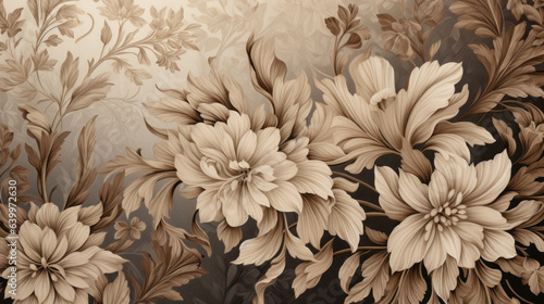 Wallpaper Mural Elegant Vintage Floral Patterns in Muted Sepia Tones Torontodigital.ca