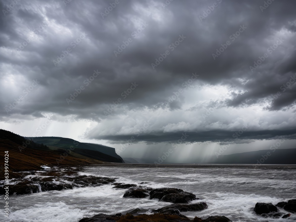 Obraz premium Bad weather. Dramatic landscape. Generative AI