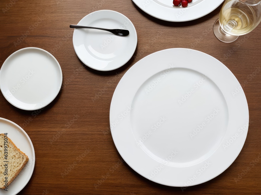 Stylish, designer plate on the table. Generative AI Stylish, designer plate on the table. Generative AI