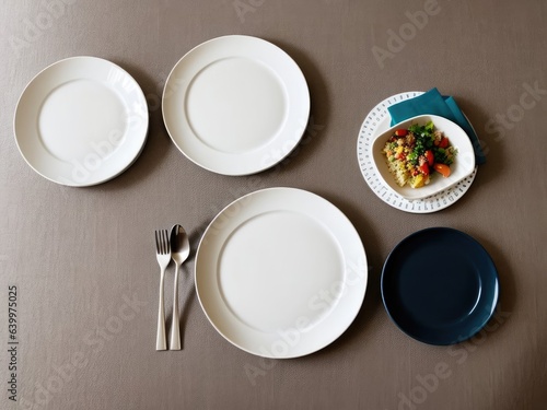 Stylish, designer plate on the table. Generative AI