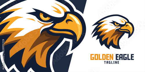 Golden American Eagle Mascot Illustration: Illustrated Logo and Vector Graphic for Sport and E-Sport Gaming Teams