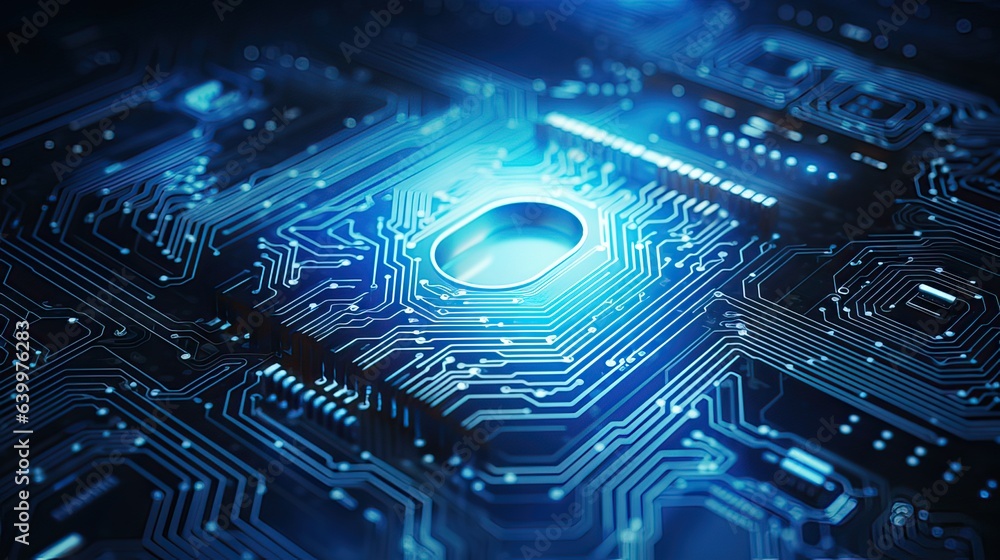 Fototapeta premium Biometric Authentication, Security Concept with Fingerprint on a Microchip.