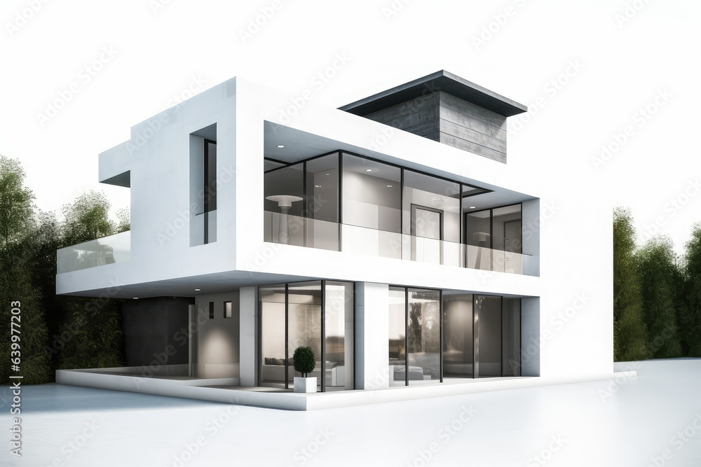 Luxury modern house isolated on white background