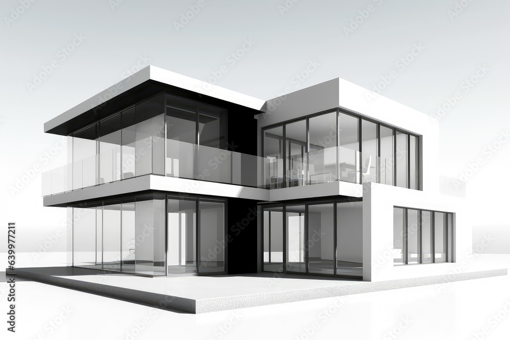 Luxury modern house isolated on white background