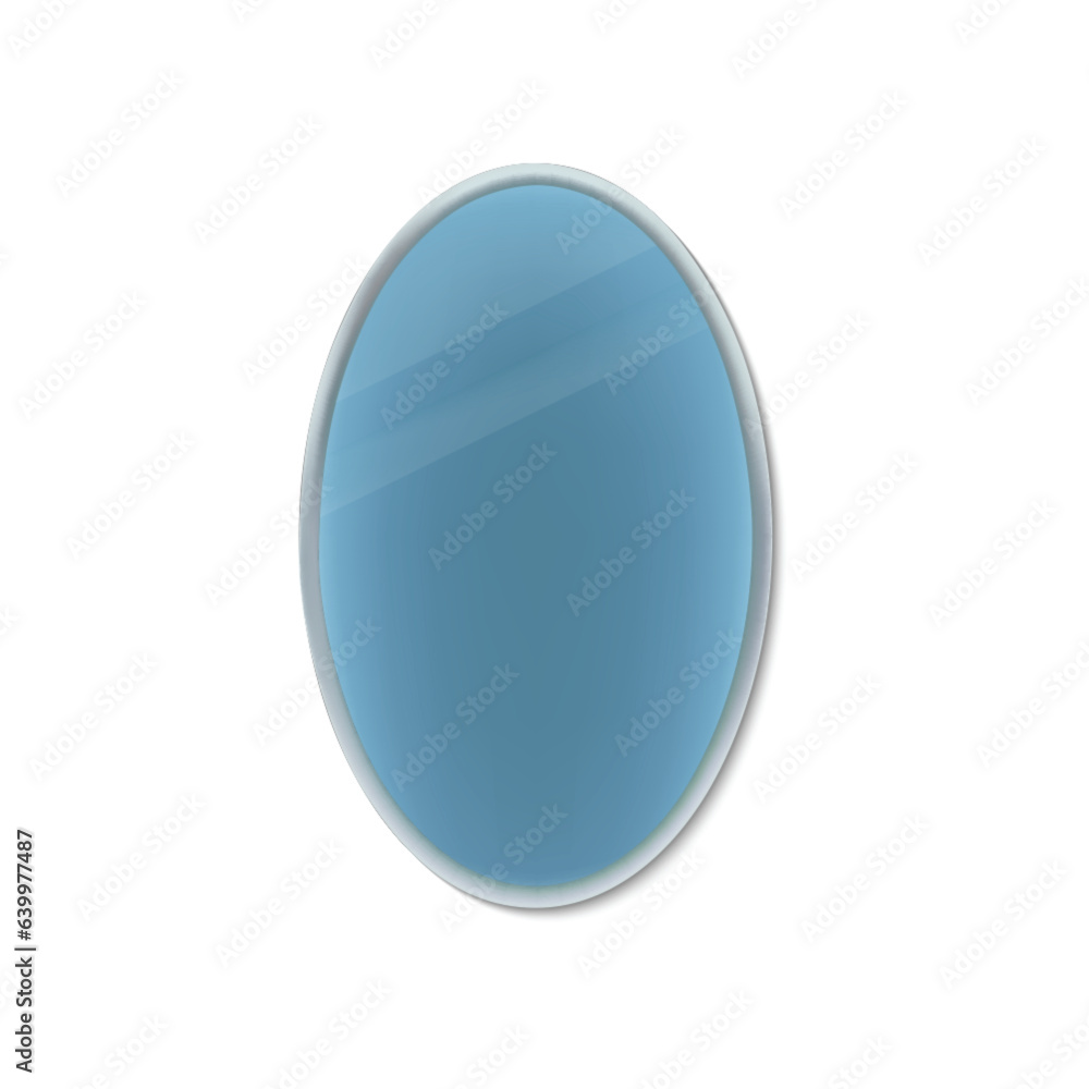Realistic Detailed 3d Mirror Shaped as Oval for Decor Interior. Vector illustration of Mirror with Reflection on Glass Realistic Detailed 3d Mirror Shaped as Oval for Decor Interior. Vector illustration of Mirror with Reflection on Glass