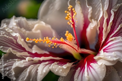 In this text, we can simplify the language to say that beautiful hibiscus flowers dedicated to Mother's Day were displayed in detailed close-up photos.. Creative resource, AI Generated