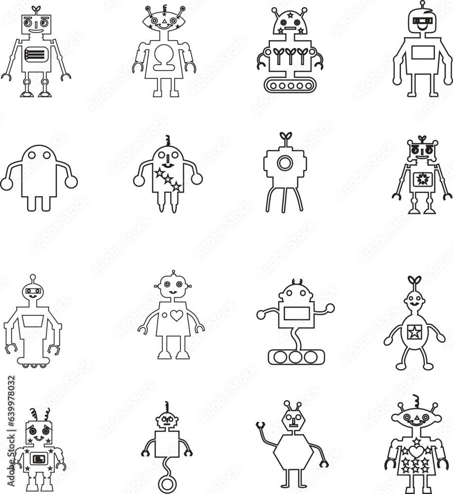 Robot Icon Set Clipart