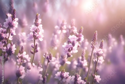 In the spring, you will see a beautiful view with light pink and purplish-blue colors.. Creative resource, AI Generated
