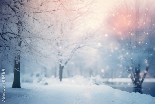 Winter landscape, Christmas New Year background, blurred