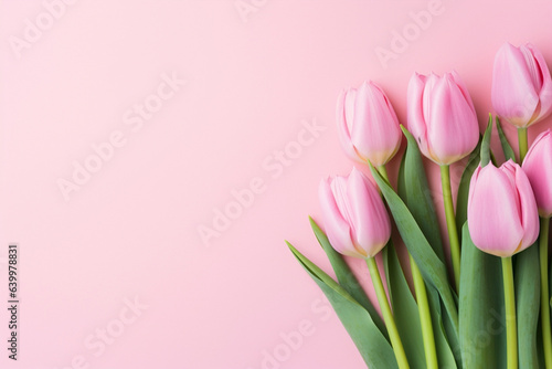 Spring green bouquet decorative flower pink background floral tulip holiday blossom