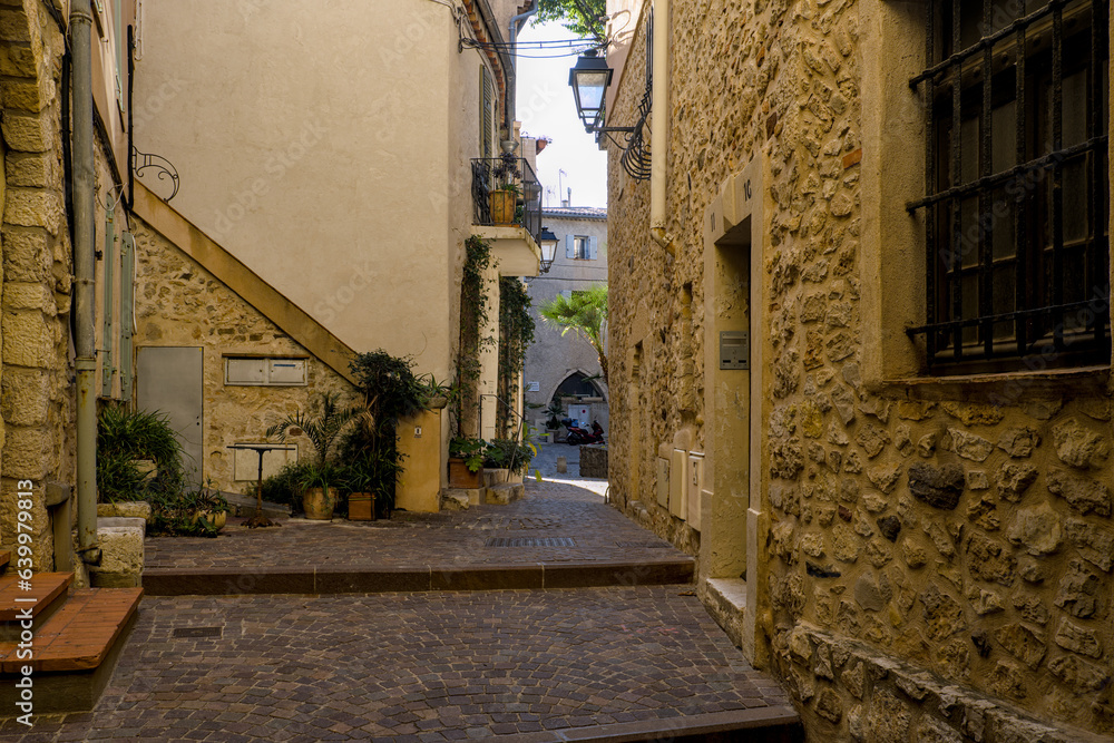 Side street in old town of Antibes, France