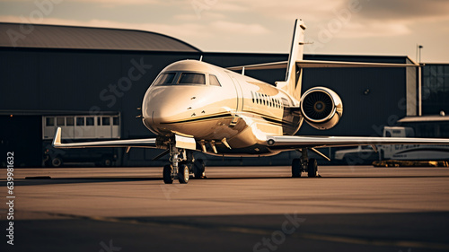 modern jet aircraft in a private airport