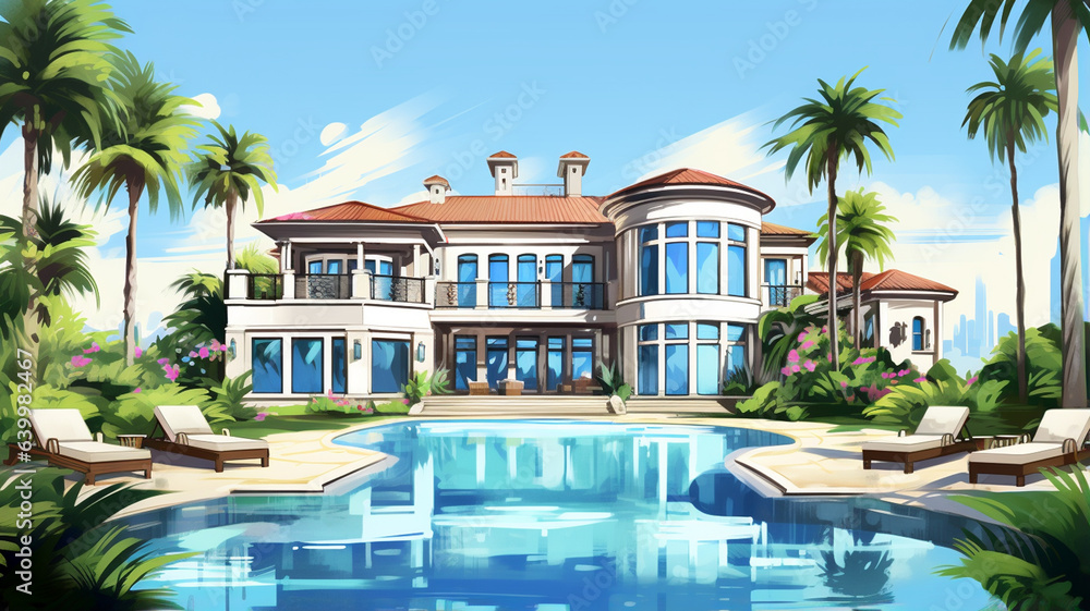 Luxurious mansion with swimming pool