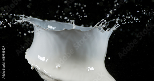 Exploding Milk against Black Background