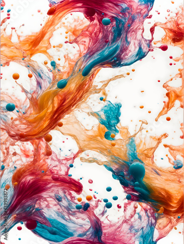 Abstract Multicolored Liquid Paint Splash on Backdrop