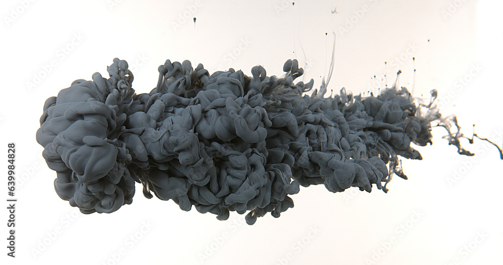 Black Ink entering Water against white Background Black Ink entering Water against white Background