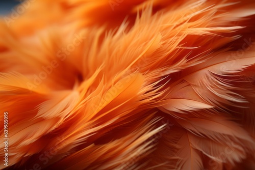 Feather Detail: Close-up of an orange bird's feather. 
