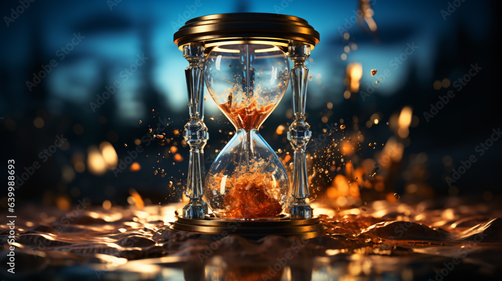concept of time represented by a hourglass - obrazy, fototapety, plakaty 